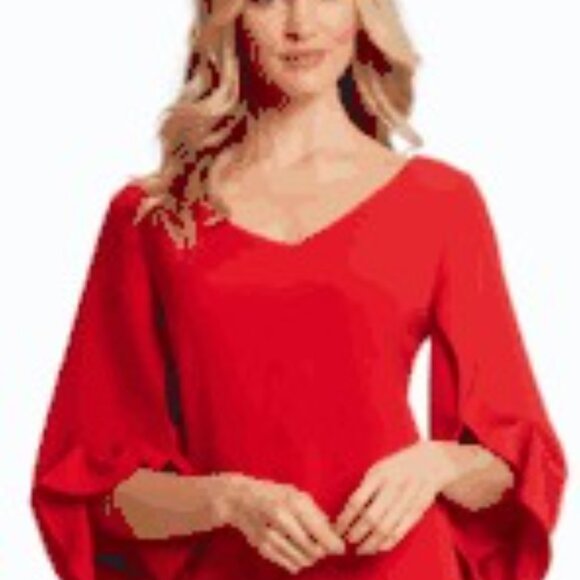 Alberto Makali Pintuck Blouse in Red Medium - Picture 1 of 5